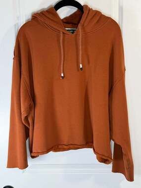 Fundamental Coast Women's XL Cropped Boxy Hoodie in Rust Orange